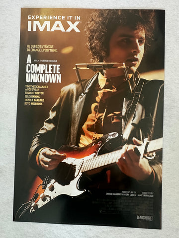 A COMPLETE UNKNOWN - 13"x20" Original Movie Poster Bob Dylan Timothee Chalamet IMAX Version MINT 2024