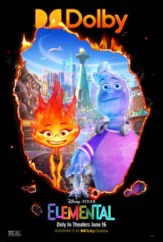 ELEMENTAL - 9"x13" Original Promo Movie Poster DOLBY MINT Pixar Disney 2023
