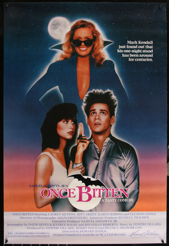ONCE BITTEN 27"x41" Original Movie Poster One Sheet ROLLED RARE JIM CARREY 1985