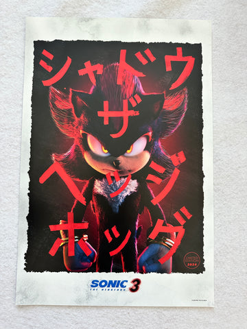 SONIC THE HEDGEHOG 3 - 12"x18" Original Promo Movie Poster MINT 2024 LE Jim Carrey