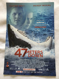47 METERS DOWN - D/S 13"X19" Original Promo Movie Poster 2017 Shark Attack Mandy Moore