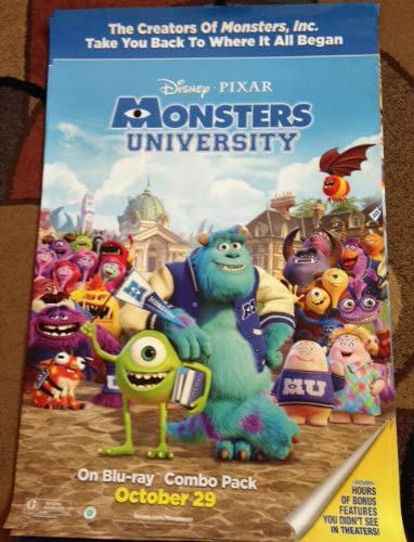 dvd monsters inc DISNEY MONSTERS UNIVERSITY - 26x39 Original DVD Release Movie Poster | The Cinema Collection