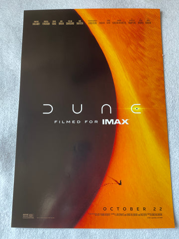 DUNE - 13.5"x20" Original Promo Movie Poster 2021 Imax Timothee Chalamet