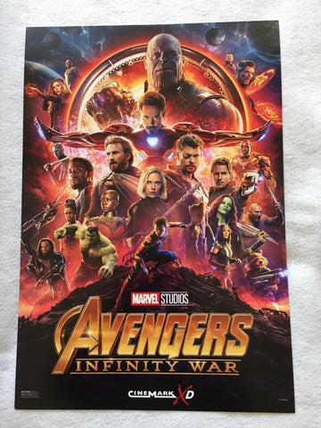 MARVEL's AVENGERS INFINITY WAR 13"x19" Original Promo Movie Poster MINT Cinemark Iron Man Thor Captain America