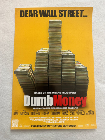 DUMB MONEY 11.5"x17" Original Promo Movie Poster 2023 MINT Paul Dano Seth Rogen