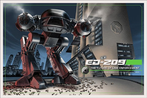 ROBOCOP FUTURE LAW ENFORCEMENT ED-209  Print LE Mondo Jason Edmiston Signed MINT