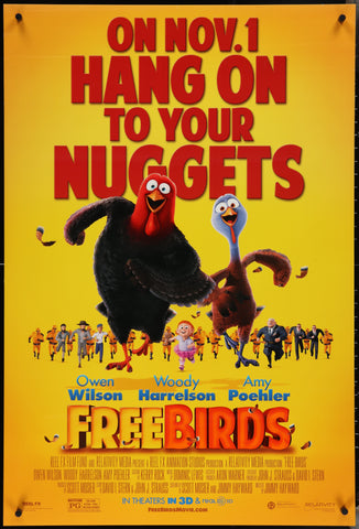 FREE BIRDS - 27"x40" D/S Original Movie Poster One Sheet 2013 Owen Wilson