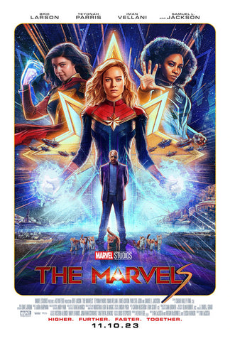 THE MARVELS 13"x19" Original Promo Movie Poster MINT Brie Larson Nick Fury 2023