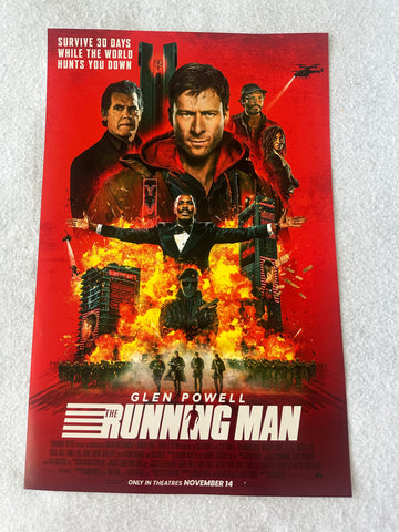 THE RUNNING MAN - 11"x17" Original Promo Movie Poster MINT 2025 Glen Powell
