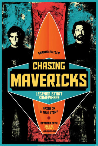 CHASING MAVERICKS - 13.5"x20" Original Promo Movie Poster MINT Gerard Butler Surfing