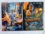 JUNGLE CRUISE / FREE GUY - 9.5"x13" D/S Original Promo Movie Poster Disney MINT