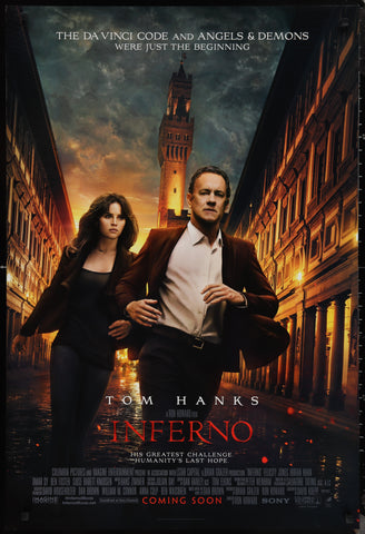 INFERNO - 27"x40" D/S Original Movie Poster One Sheet 2016 Da Vinci Code Tom Hanks