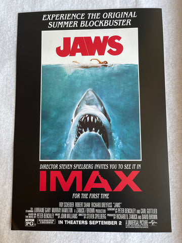 JAWS 13"x19" Original Promo Movie Poster 2022 IMAX MINT 2022RR Steven Spielberg