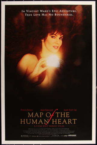MAP OF THE HUMAN HEART - 27"x41" Original Movie Poster One Sheet ANNE PARILLAUD 1992