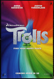 TROLLS - 27"x40" D/S Original Movie Poster One Sheet 2016 Justin Timberlake